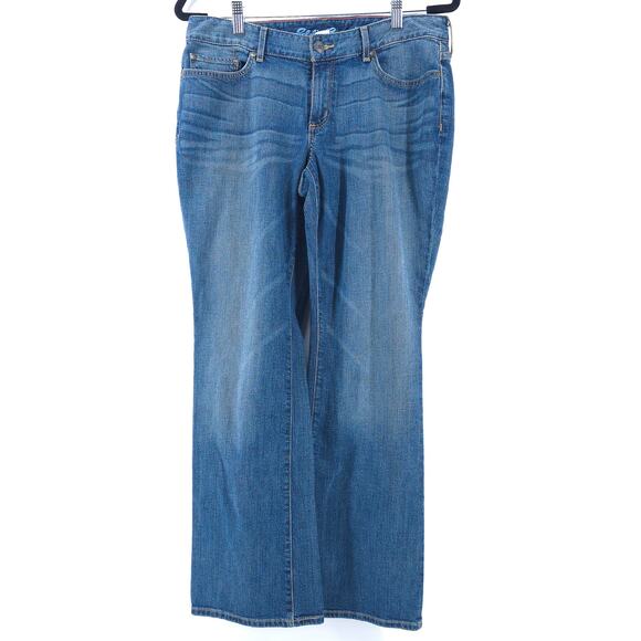 Eddie Bauer Ranch P10 Specially Dyed Denim Mid Rise Curvy Bootcut Jean Med Wash - Picture 2 of 12